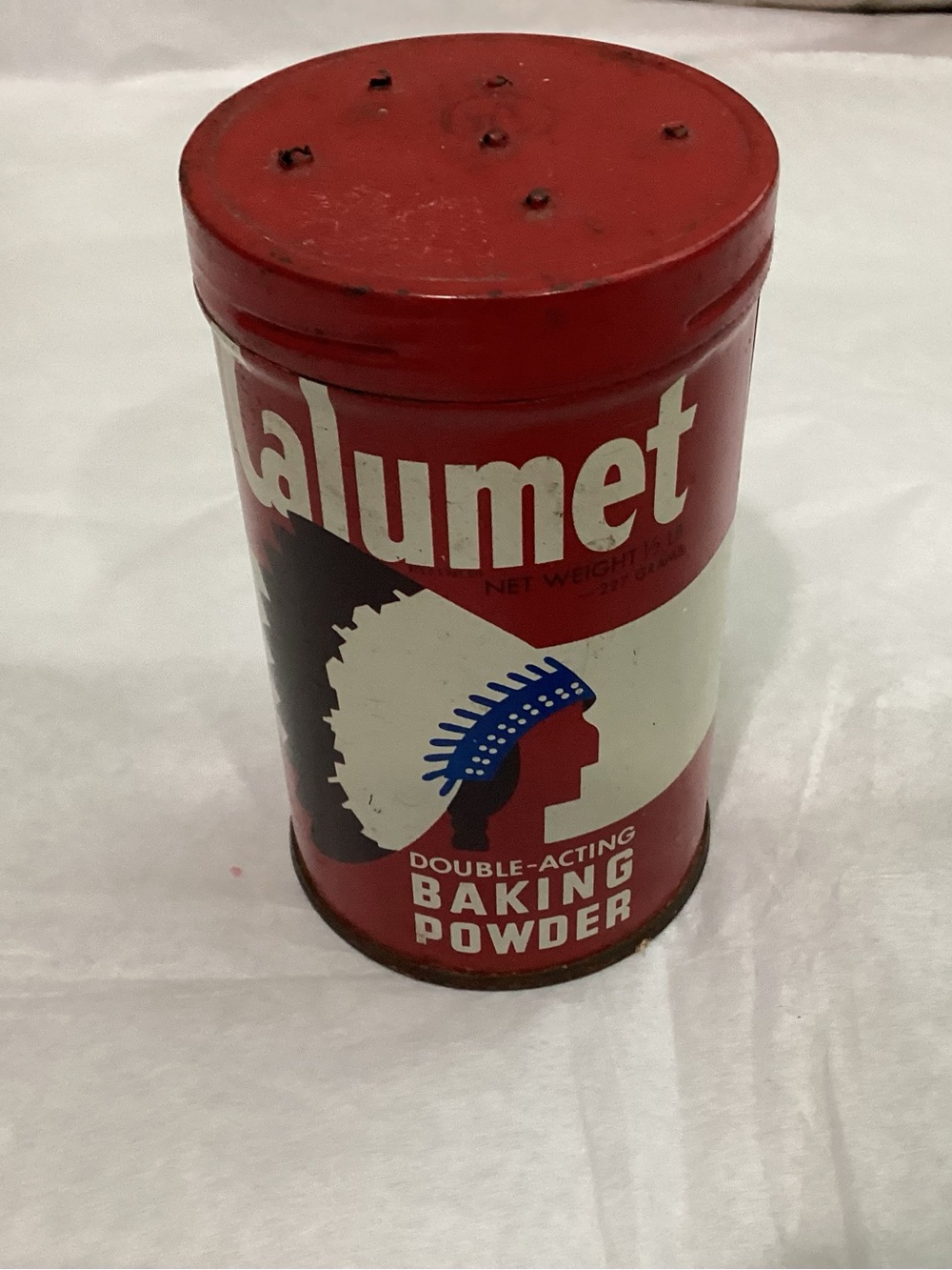 Vtg. Calumet Double-Acting BAKING POWDER tin container, 1950s